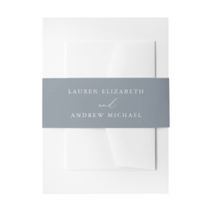 Dusty Blue Grey Minimalist Wedding Invitation Belly Band
