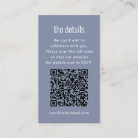 Dusty Blue Grey Modern Minimal Wedding Details QR 