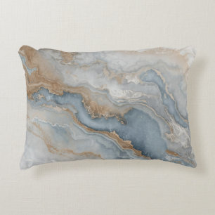 Dusty Blue Grey Tan Beige Abstract Decorative Cushion