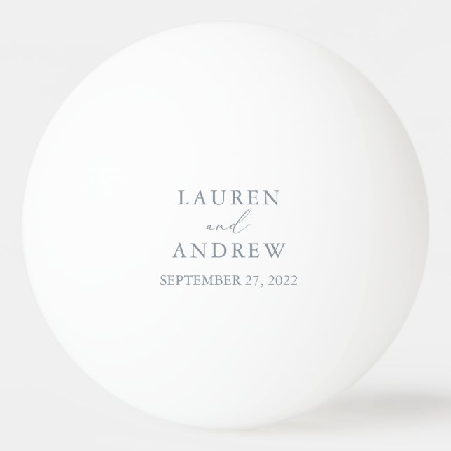 Dusty Blue Grey Wedding Personalised Ping Pong Ball (Front)