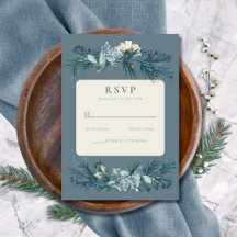 Dusty Blue Grey Winter Floral Wedding