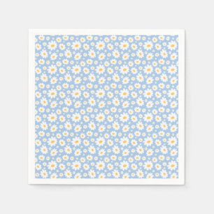 Dusty Blue Hand Drawn Daisy Pattern Napkin