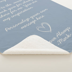 Dusty Blue  Handwritten Love Letter or Message     Sherpa Blanket