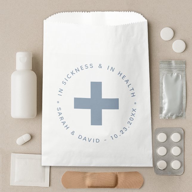 Dusty Blue Hangover Kit In Sickness and in Health  Favour Bags (Creator Uploaded)