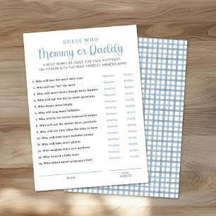 Dusty Blue He Said She Said Baby Shower Game Advice Card