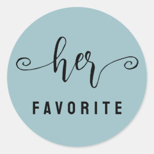 Dusty Blue Her favorite Wedding   Classic Round Sticker