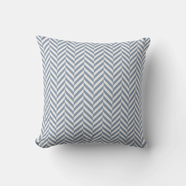Dusty Blue Herringbone Geometric Cushion (Front)