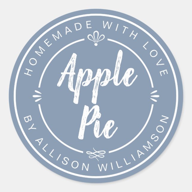 Dusty Blue Homemade Apple Pie Classic Round Sticker (Front)
