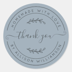 Dusty Blue Homemade Thank You Label