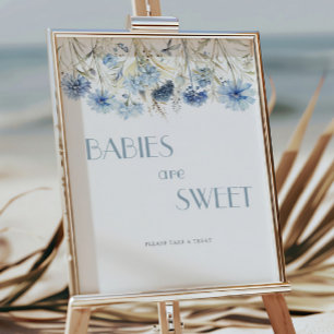 DUSTY Blue Hydrangea Baby Shower Babies Are Sweet Poster