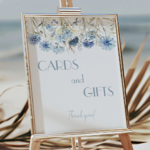 DUSTY Blue Hydrangea Baby Shower Cards and Gifts Poster