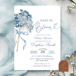 Dusty Blue Hydrangea Baby Shower Invitation
