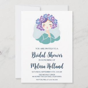 dusty blue hydrangea bridal shower invitations