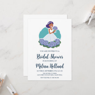 dusty blue hydrangea bridal shower invitations