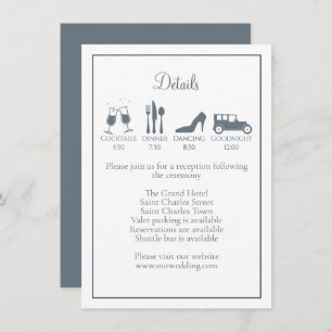 Dusty Blue Hydrangea Elegant Calligraphy Details Enclosure Card