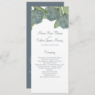 Dusty Blue Hydrangea Floral Elegant Ceremony Programme