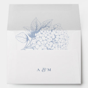 Dusty Blue Hydrangea Floral Return Address Envelope