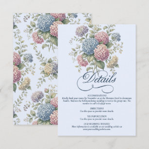 Dusty Blue Hydrangea Flowers Wedding Enclosure Card