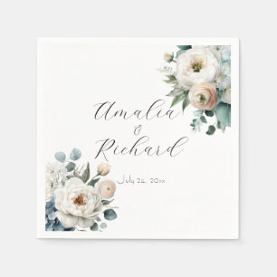 Dusty Blue Hydrangea Flowers Wedding Napkins