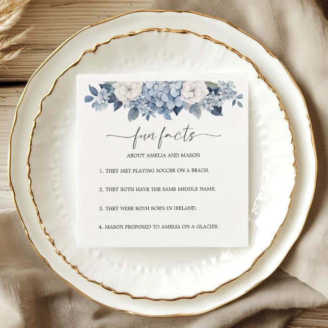 Dusty Blue Hydrangea Fun Facts Wedding Napkins (Dusty Blue Hydrangea Fun Facts Wedding Napkins)