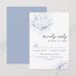 Dusty Blue Hydrangea Meal Options RSVP Card