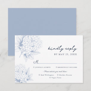 Dusty Blue Hydrangea Meal Options RSVP Card