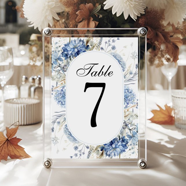 Dusty Blue Hydrangea Reception Florals Table Number (Creator Uploaded)
