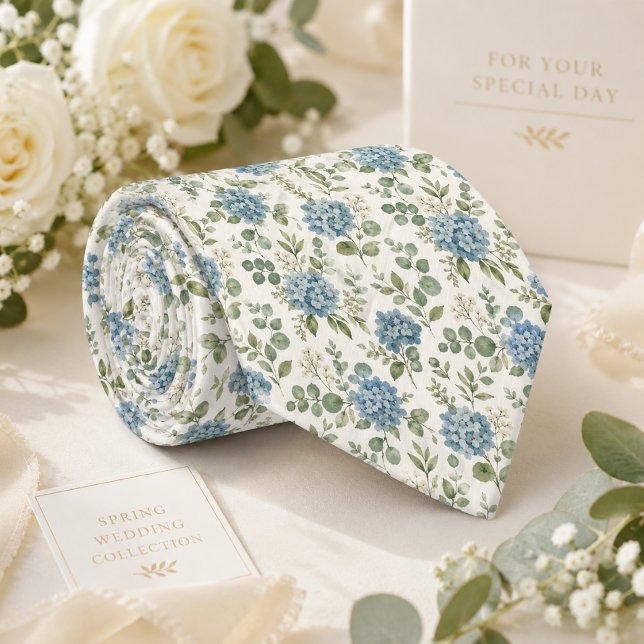 Dusty Blue Hydrangea & Sage Eucalyptus Wedding Tie (Creator Uploaded)