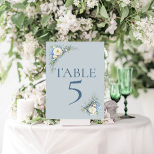 Dusty Blue Hydrangea Table Number Card