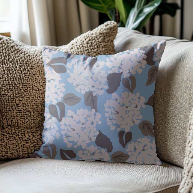 Dusty Blue Hydrangea Throw Pillow (Creator Uploaded)