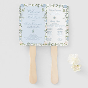 Dusty Blue Hydrangea Wedding Ceremony Program Hand Fan
