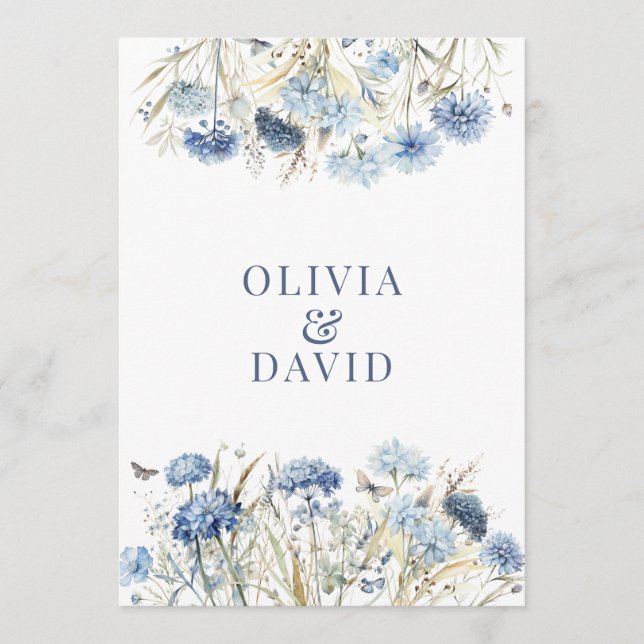 Dusty Blue Hydrangea Wedding Ceremony Program Programme (Front)