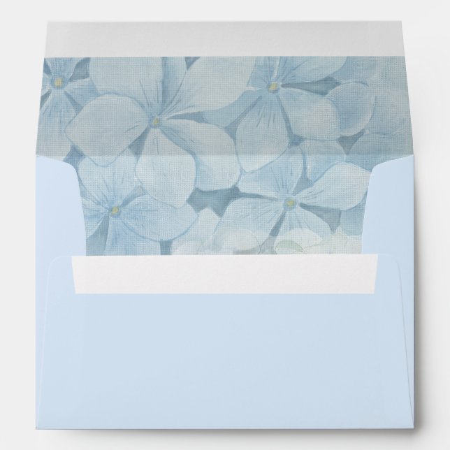 Dusty Blue Hydrangea Wedding Invite Envelope Liner (Back (Bottom))