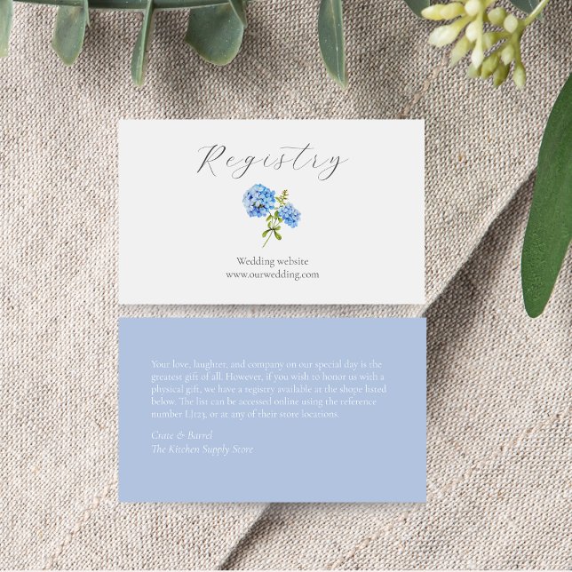 Dusty Blue Hydrangea Wedding Registry Enclosure (Creator Uploaded)