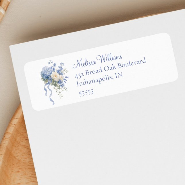 Dusty Blue Hydrangea Wedding Return Address (Creator Uploaded)