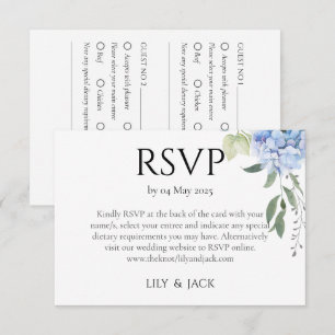 Dusty Blue Hydrangea Wedding RSVP Enclosure Card