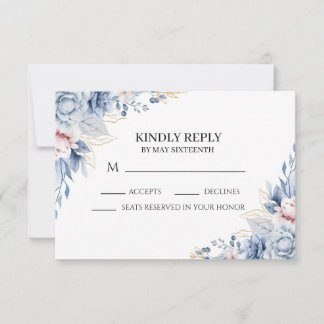 Dusty Blue Hydrangea Wedding RSVP Response Cards