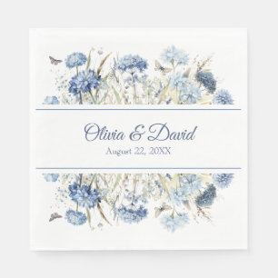 Dusty Blue Hydrangea Wildflower Wedding Paper Napkin