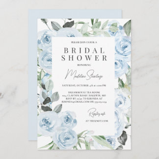 Dusty Blue Hydrangeas Bridal Shower  Invitation