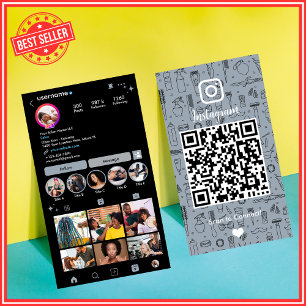 Dusty Blue Instagram Salon QR Social Media Business Card