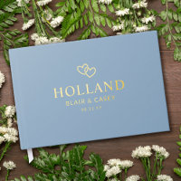 Dusty Blue Interlocked Hearts Romantic Wedding