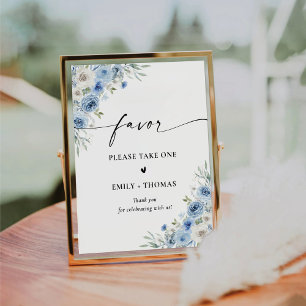 Dusty Blue Ivory Bridal Shower Favour Sign