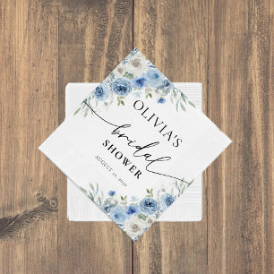 Dusty Blue Ivory Bridal Shower Napkin