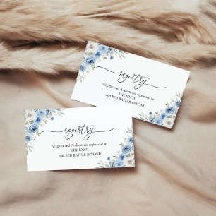 Dusty Blue Ivory Bridal Shower Registry Enclosure Card