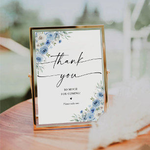 Dusty Blue Ivory Bridal Shower Thank You Sign
