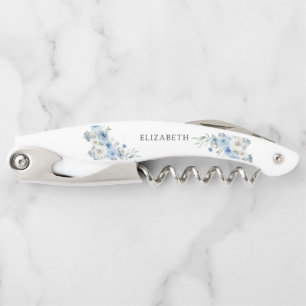 Dusty Blue Ivory Bridal Shower Waiter's Corkscrew