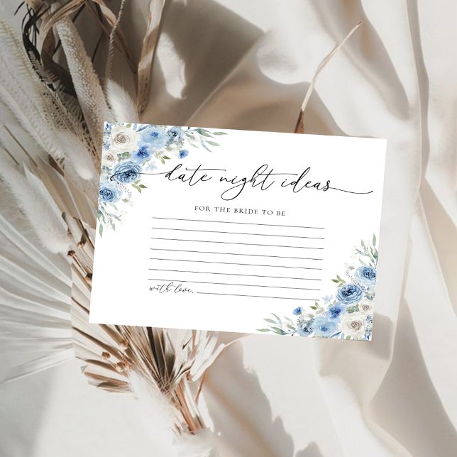 Dusty Blue Ivory Date Night Ideas Card (Creator Uploaded)
