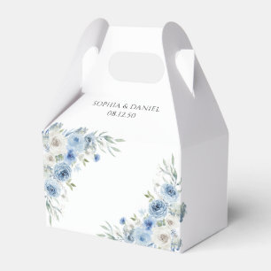 Dusty Blue Ivory Floral Wedding Ceremony Favour Bo Favour Box