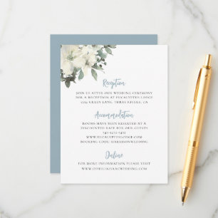 Dusty Blue Ivory Floral Wedding Enclosure Card