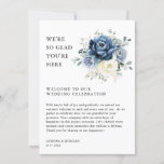 Dusty Blue Ivory Floral Weekend Events Program Invitation<br><div class="desc">Dusty blue floral wedding weekend events program / timeline featuring elegant bouquet of navy blue, royal blue , white , gold, champagne ivory, blush colour rose , ranunculus flower buds and sage green eucalyptus leaves and elegant watercolor bouquet. Please contact me for any help in customisation or if you need...</div>